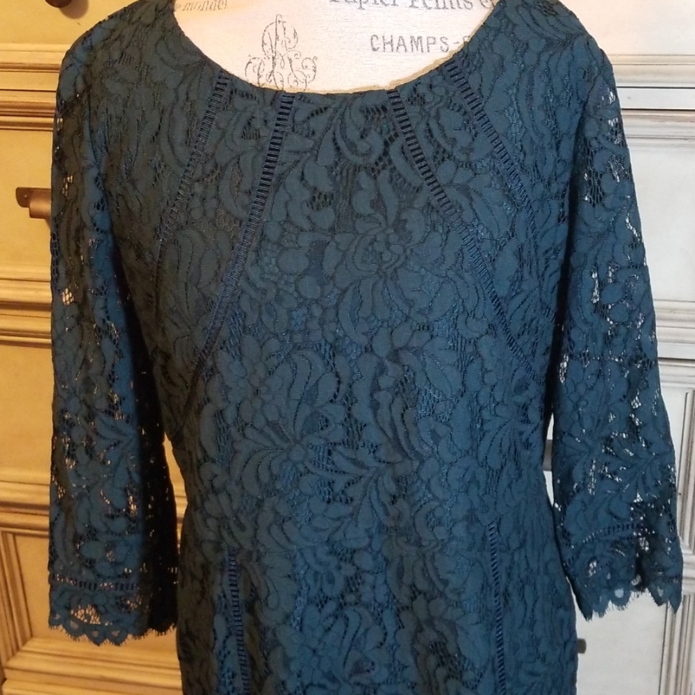 NWT Talbots Lace Dress, Green, size 14